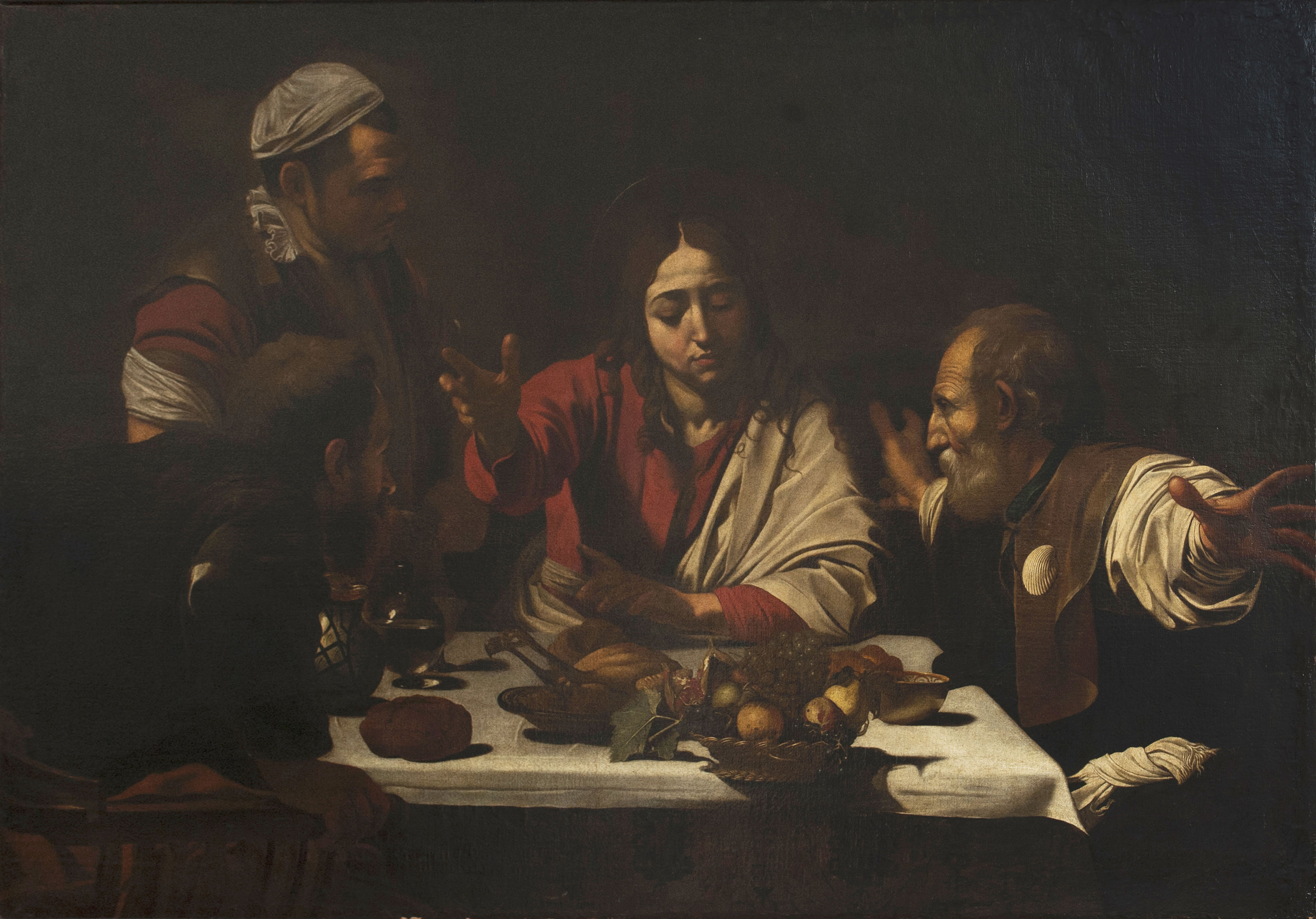 Da Caravaggio, Cena in Emmaus (replica dell’originale caravaggesco conservato alla National Gallery di Londra); sec. XVII.