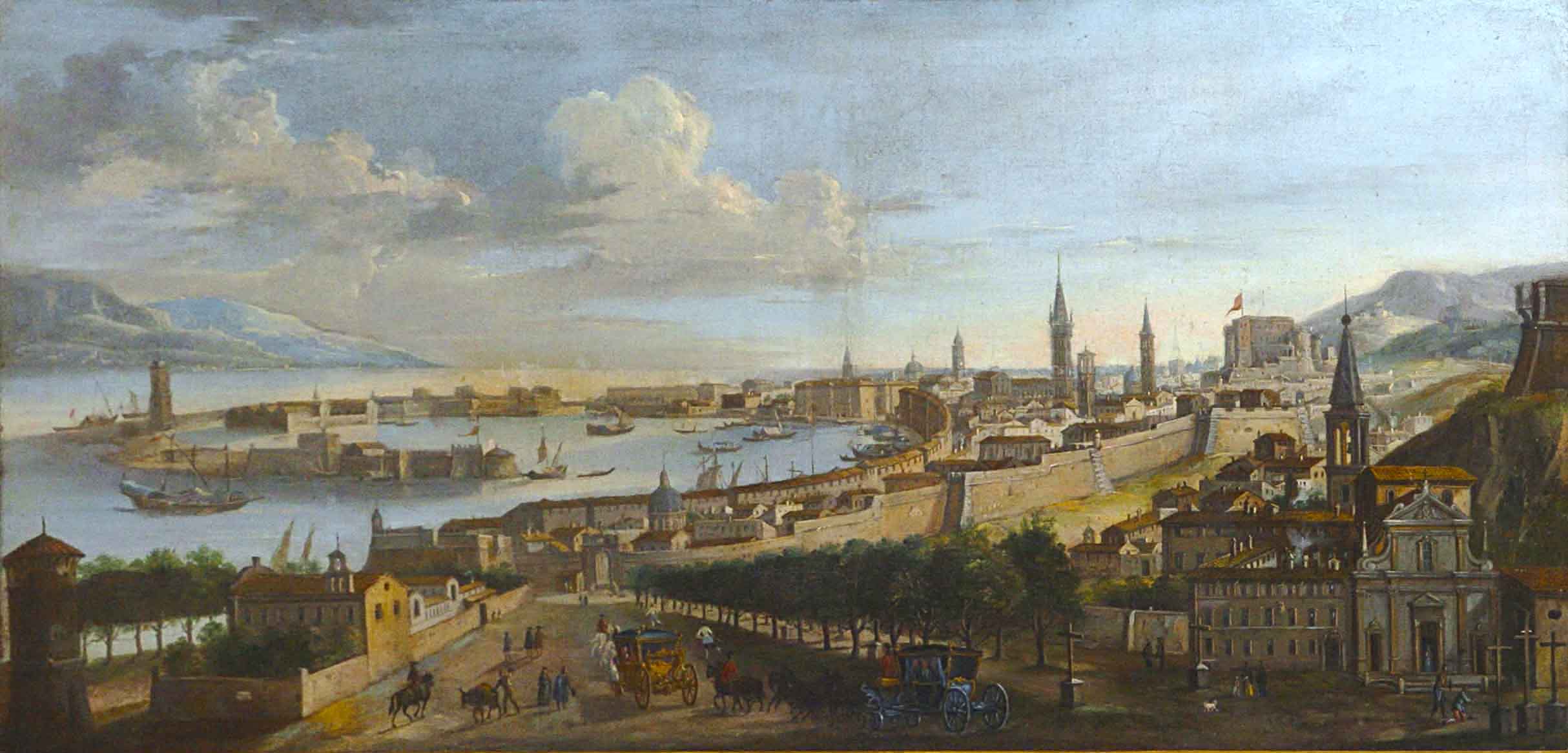 Antonio Joli, Il porto e la città di Messina visti da Borgo San Leo, olio su tela, sec. XVIII