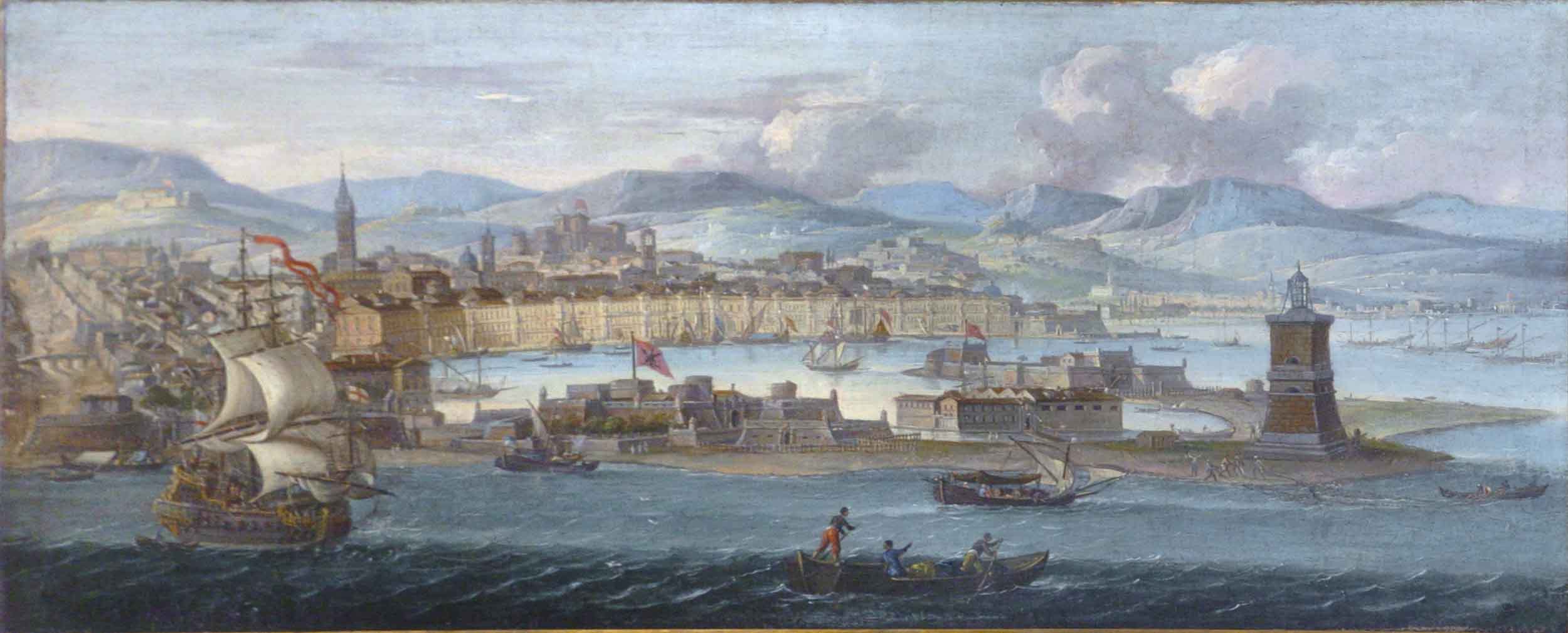 Antonio Joli, il porto e la città di Messina visti dal mare, olio su tela, sec. XVIII