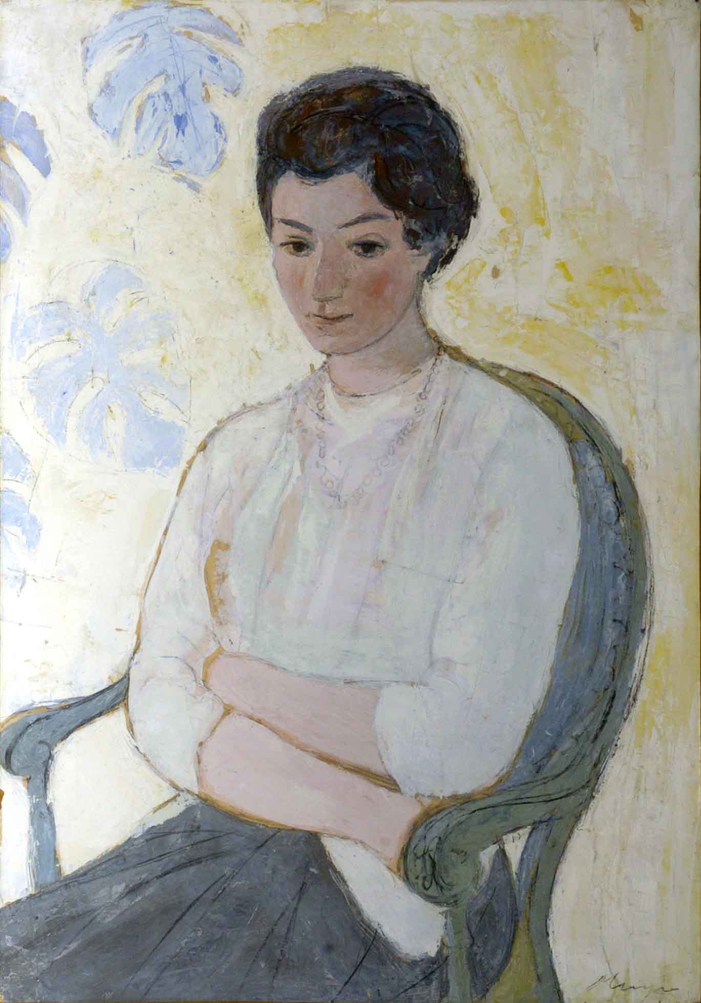 Francesco Menzio (1899-1979), Donna seduta, olio su tela