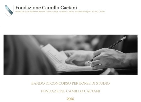 Bando borse di studio Fondazione Camillo Caetani