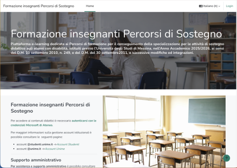 Piattaforma elearning sostegno.unime.it
