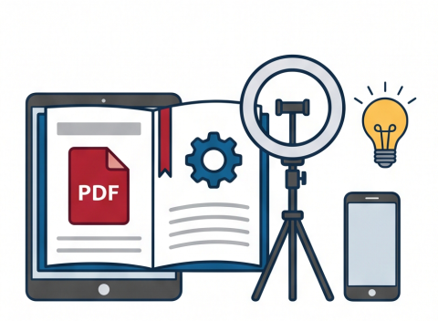libro e telefono e luci per registrarsi